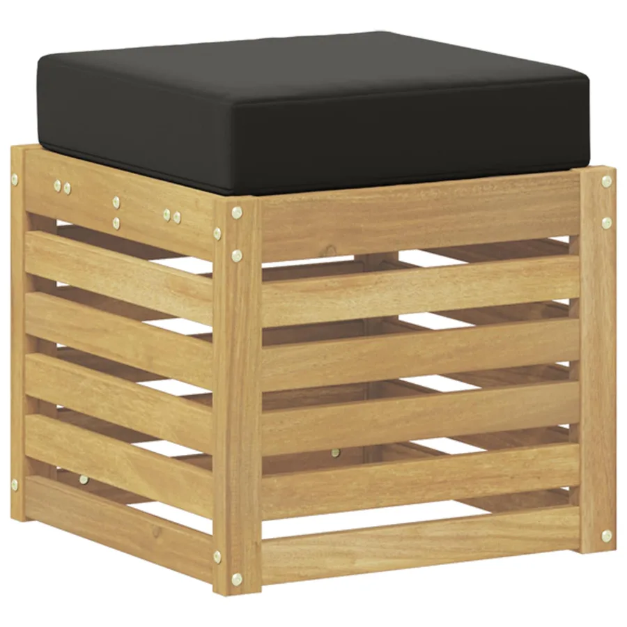Banc de Jardin Blanc 43 x 43 x 45 cm Bois d'Acacia Massif - 2