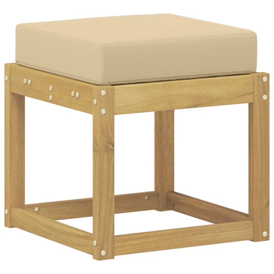 Banc de Jardin Blanc 43 x 43 x 45 cm Bois d'Acacia Massif - 2