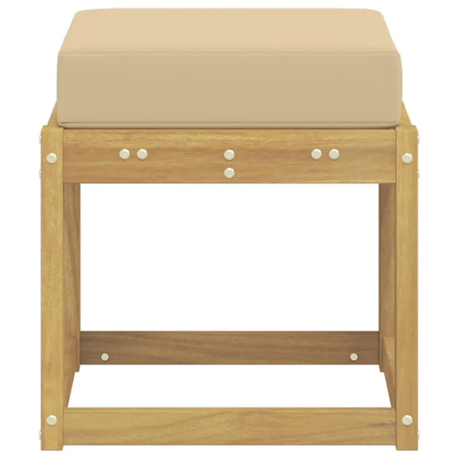 Banc de Jardin Blanc 43 x 43 x 45 cm Bois d'Acacia Massif - 4