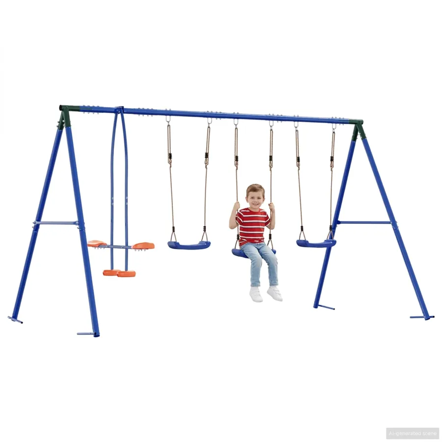 Ensemble de balançoires d'extérieur Multicolore Acier et PE - 3
