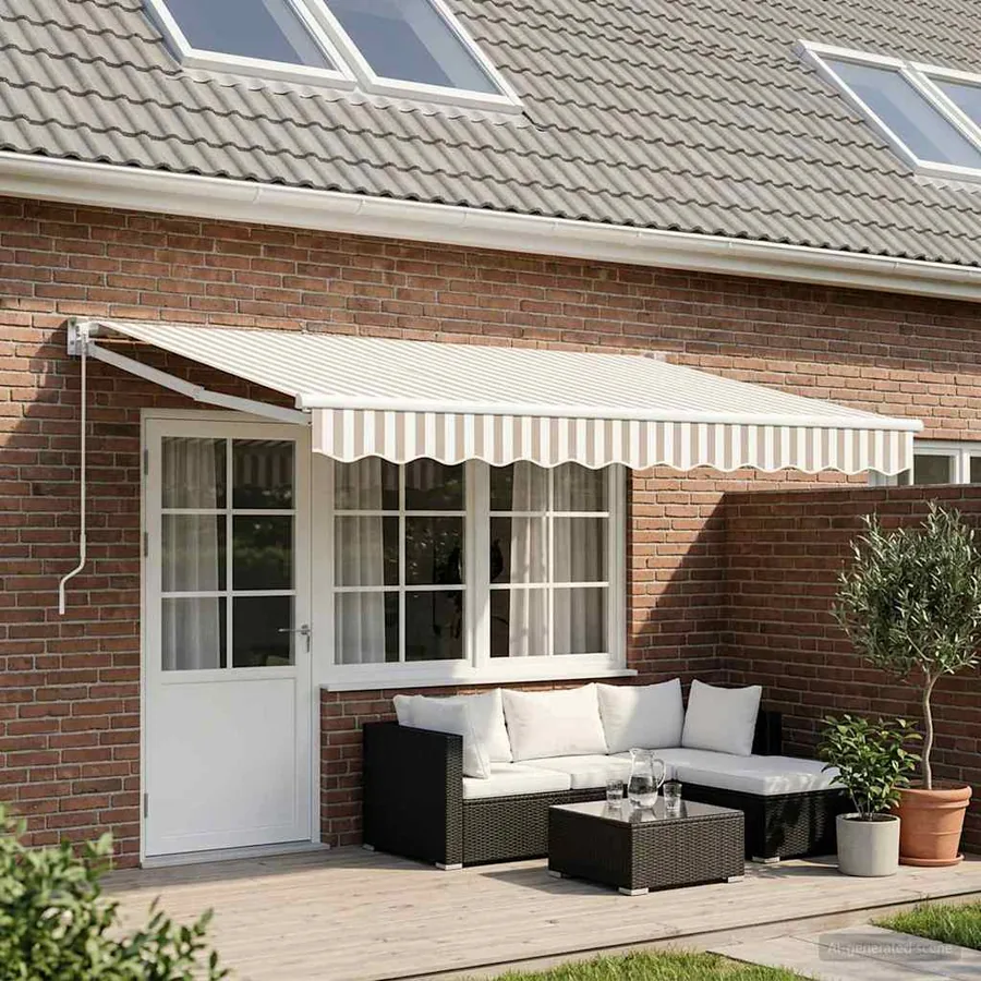 Auvent rétractable Gris clair et blanc 4 × 3 m