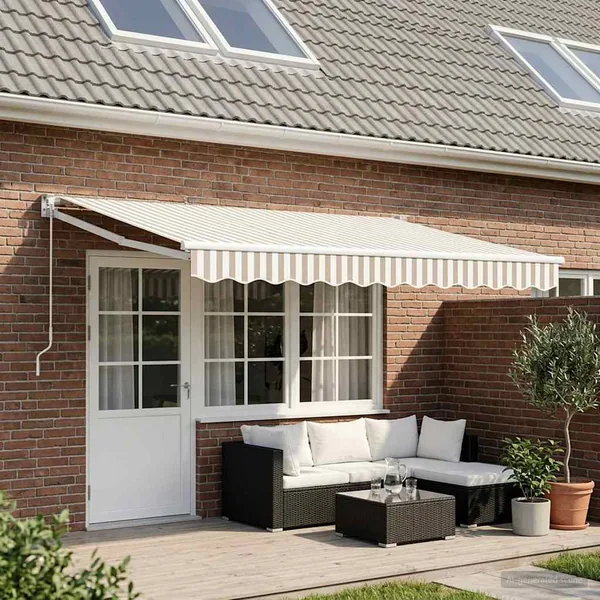 Auvent rétractable Gris clair et blanc 4 × 3 m