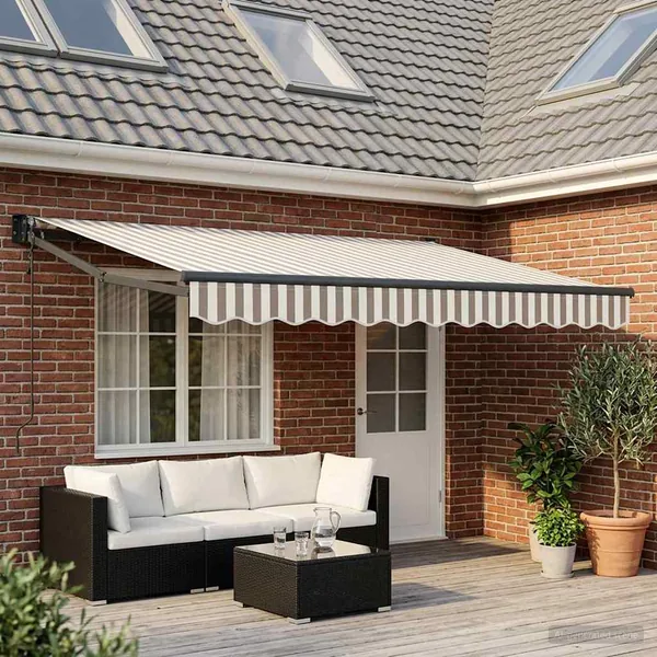 Auvent rétractable Gris clair et blanc 4 × 3 m