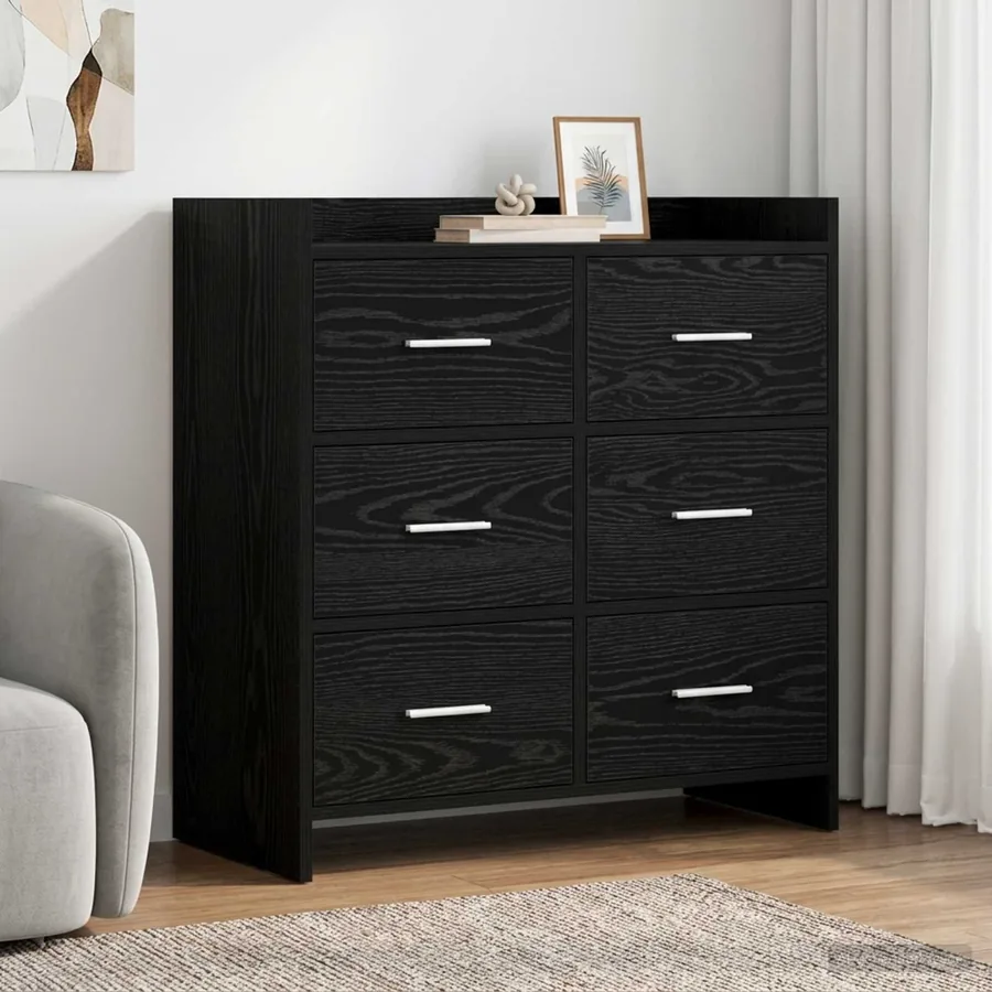 Buffet Chêne noir 75 x 33 x 80 cm Bois d'ingénierie