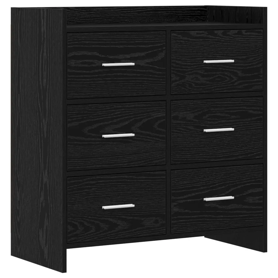 Buffet Chêne noir 75 x 33 x 80 cm Bois d'ingénierie - 2