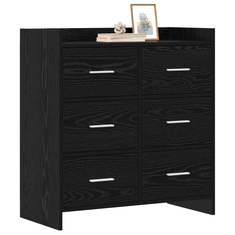Buffet Chêne noir 75 x 33 x 80 cm Bois d'ingénierie - 3