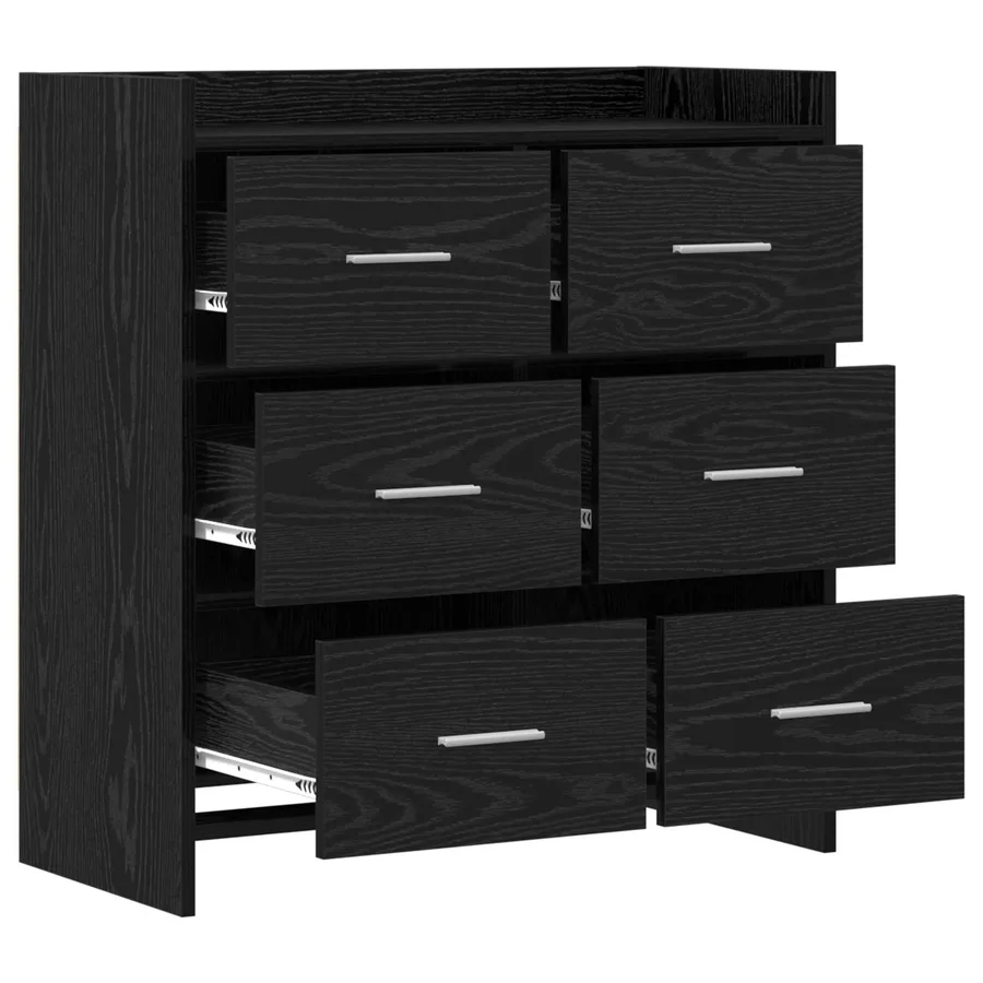 Buffet Chêne noir 75 x 33 x 80 cm Bois d'ingénierie - 4