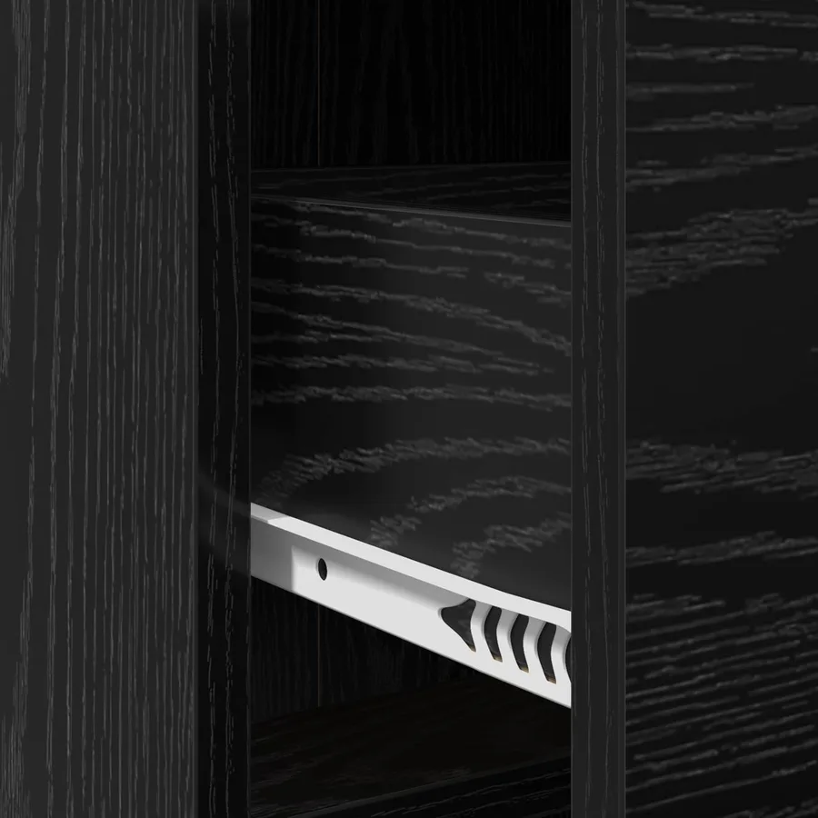Buffet Chêne noir 75 x 33 x 80 cm Bois d'ingénierie - 8
