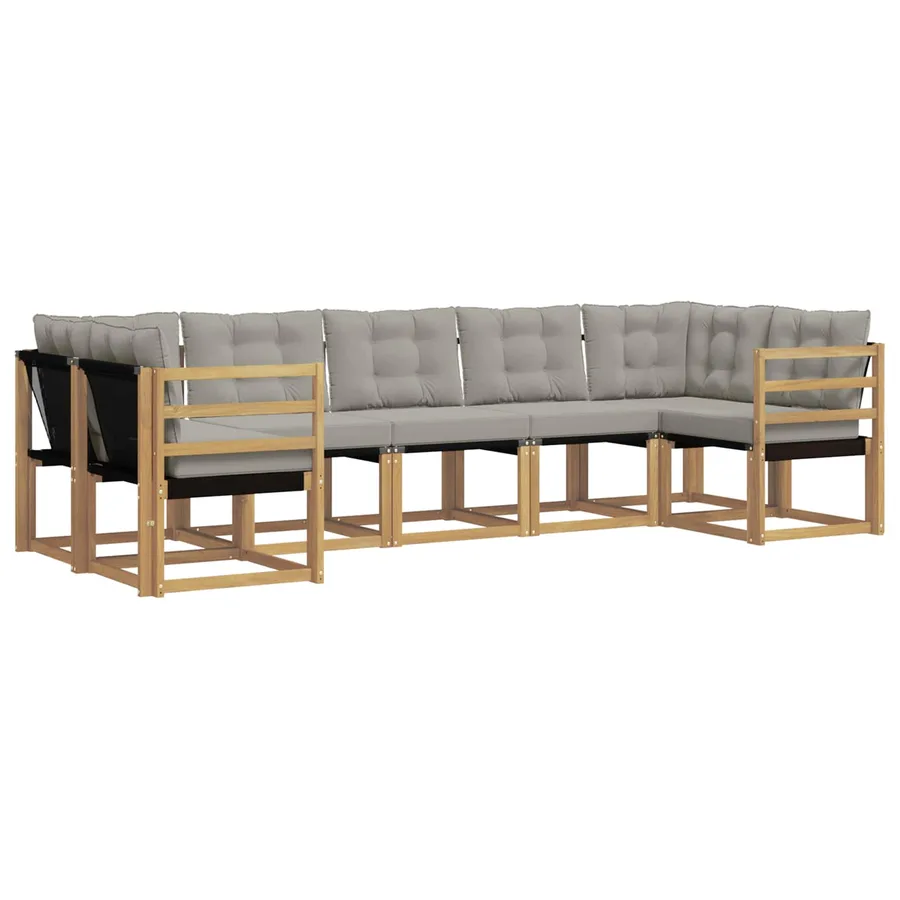 Ensemble de canapés d'extérieur 7 pcs Blanc et gris clair - 2