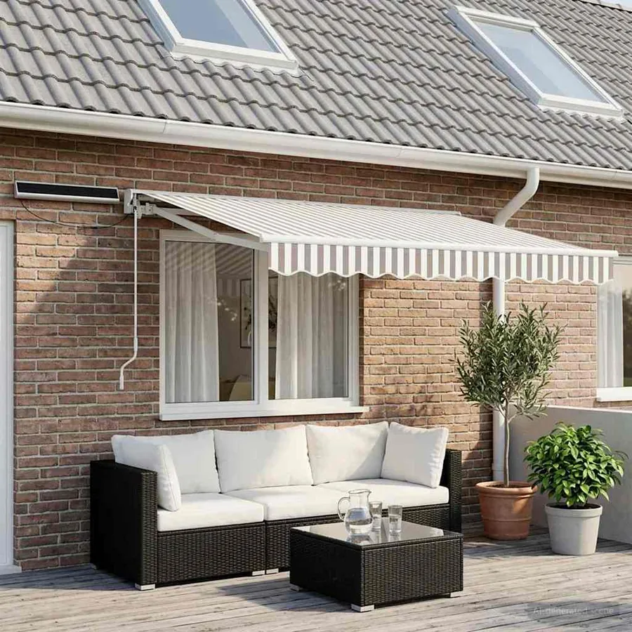 Auvent rétractable électrique Gris clair et blanc 2,5 x 2 m