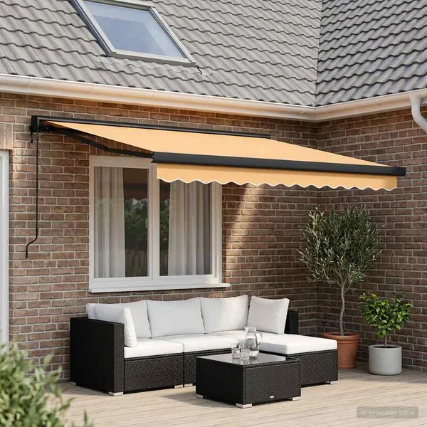 Auvent rétractable Sable 300 x 250 cm Tissu et Métal
