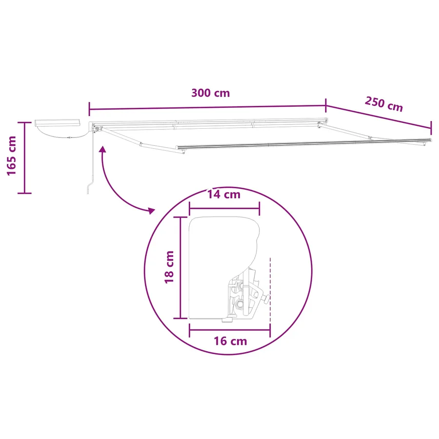 Auvent rétractable électrique Sable 3 x 2,5 m - 9