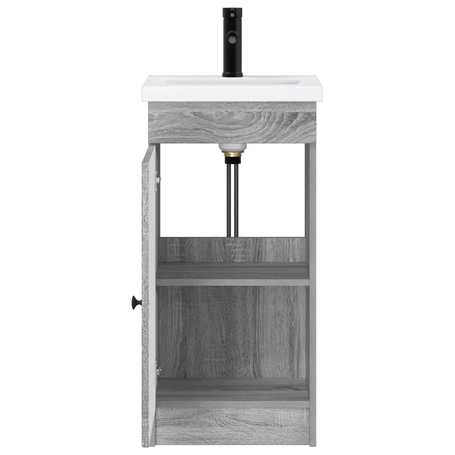 Meuble de salle de bain avec évier Sonoma gris - 4