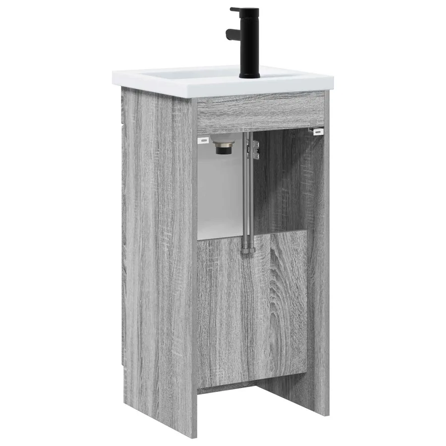 Meuble de salle de bain avec évier Sonoma gris - 6