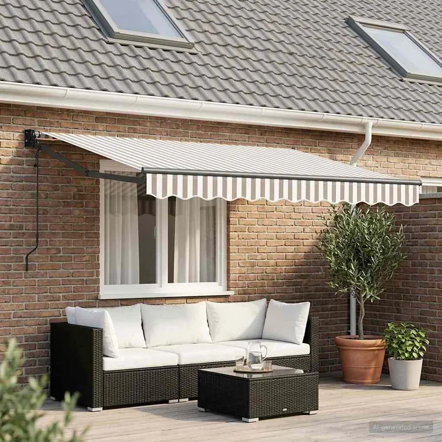 Auvent rétractable Gris clair et blanc 3,5 x 2 m