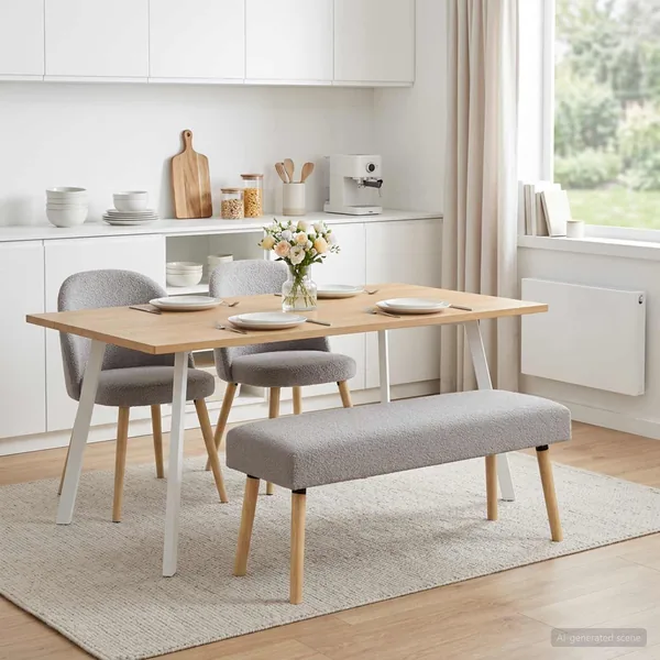 banc Uni Gris clair 110 x 40 x 46 cm Bouclé