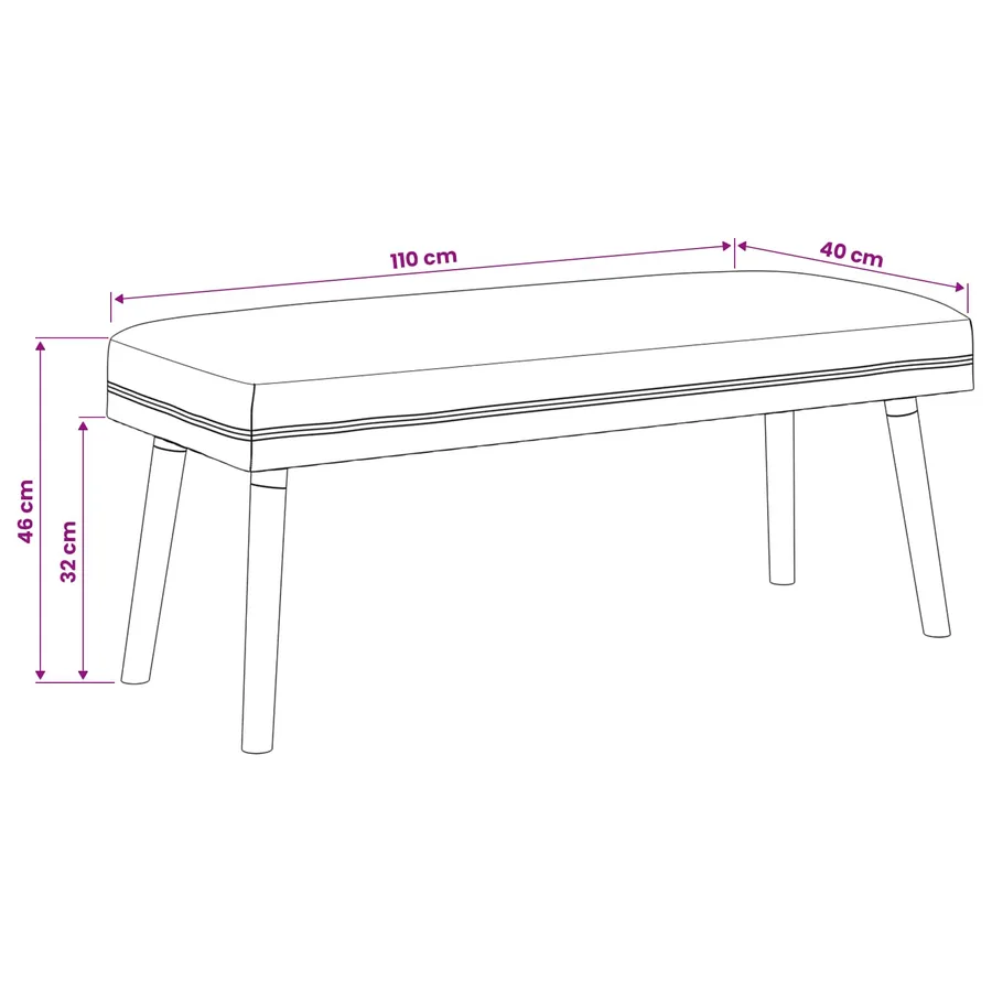 banc Uni Gris clair 110 x 40 x 46 cm Bouclé - 9