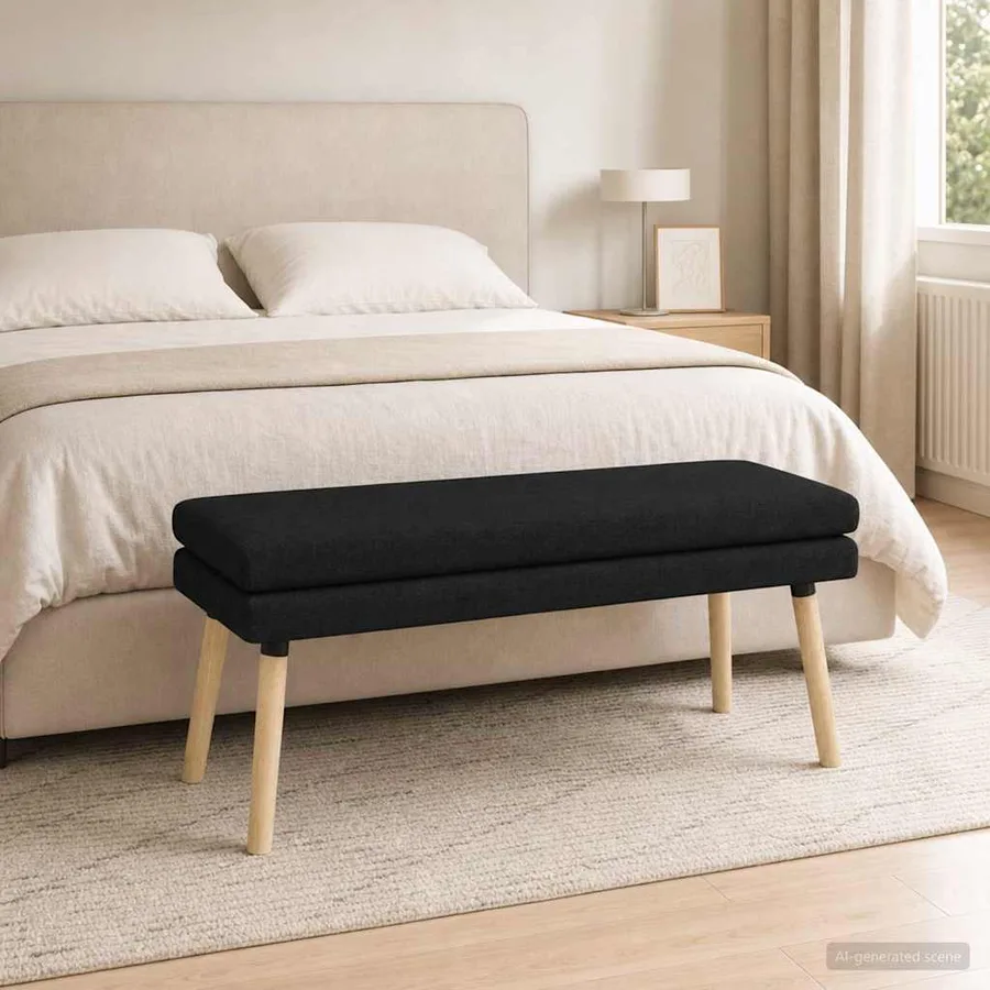Banc à double couche Noir 110 x 40 x 47 cm Tissu - 3