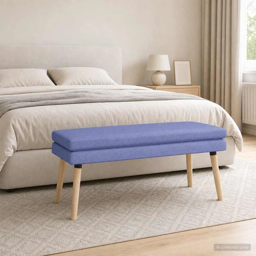 Banc à double couche Bleu denim 110 x 40 x 47 cm Tissu