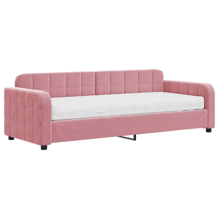 Lit de jour avec matelas rose 80x200 cm velours - 2