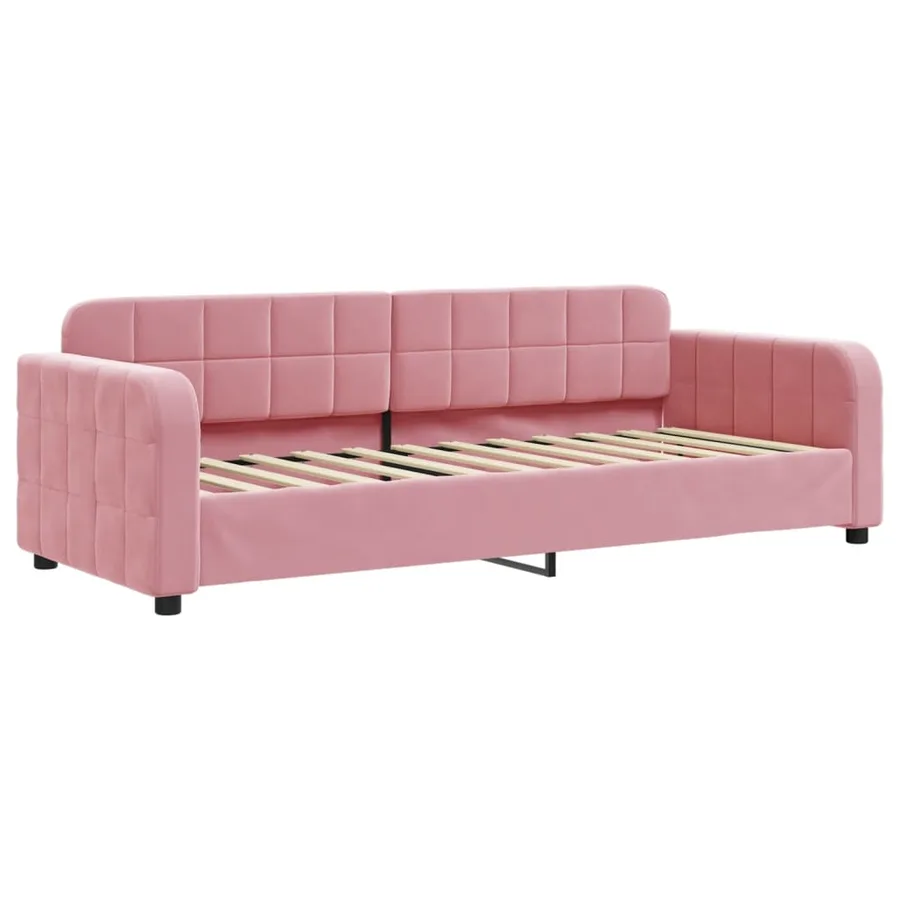 Lit de jour avec matelas rose 80x200 cm velours - 3