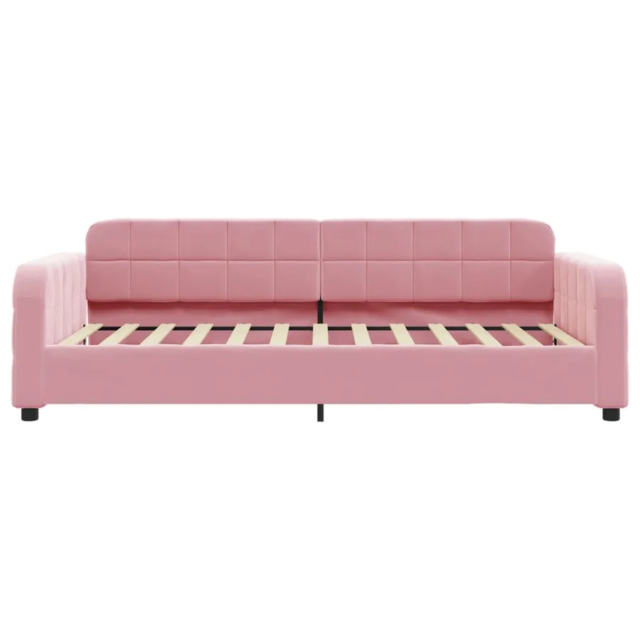 Lit de jour avec matelas rose 80x200 cm velours - 4
