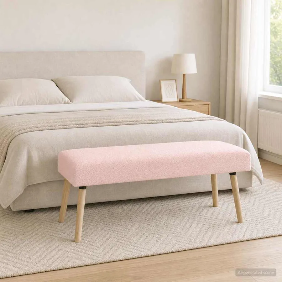 banc Uni Rose 110 x 40 x 46 cm Bouclé