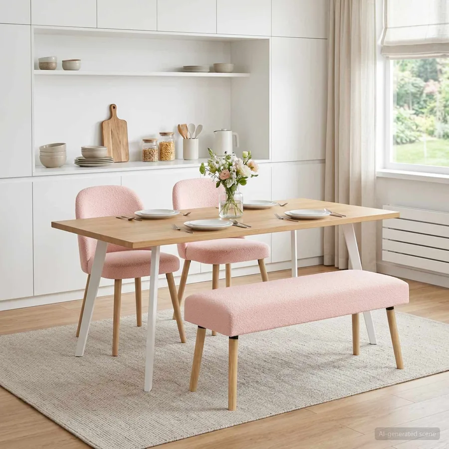 banc Uni Rose 110 x 40 x 46 cm Bouclé - 4