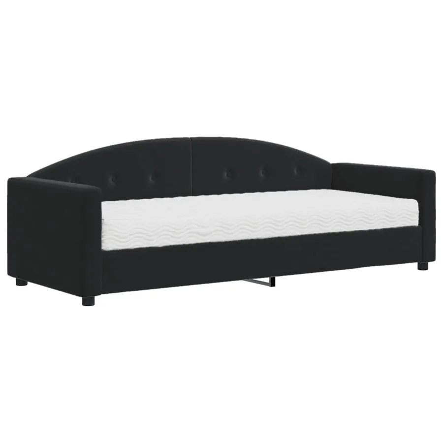 Lit de jour avec matelas noir 80x200 cm velours - 2