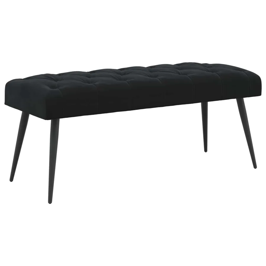 Banc avec capitonnage bouton Noir 110 x 40 x 46 cm Velours - 2