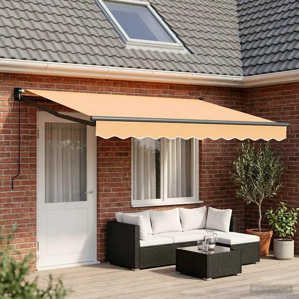 Auvent rétractable Sable 4 x 2 m 100% Polyester et Aluminium