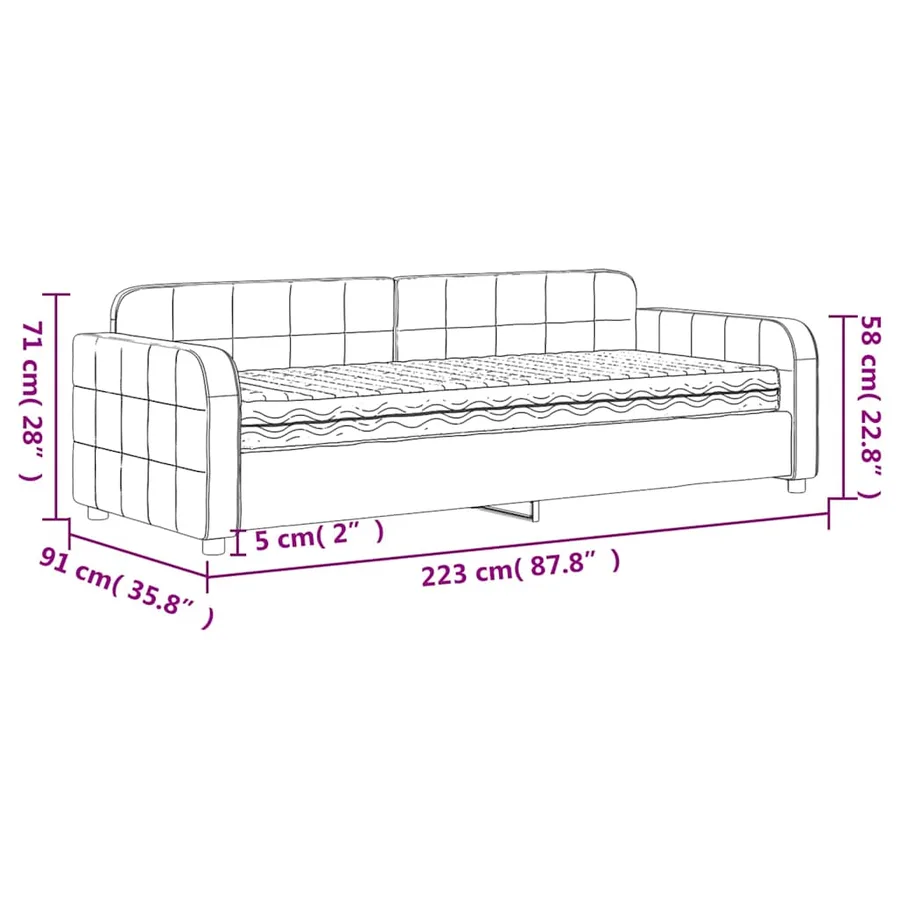 Lit de jour avec matelas jaune 80x200 cm velours - 12