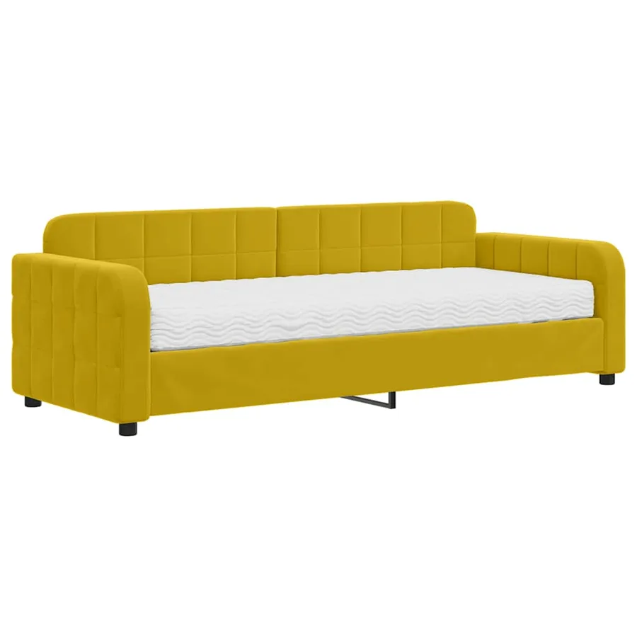Lit de jour avec matelas jaune 80x200 cm velours - 2