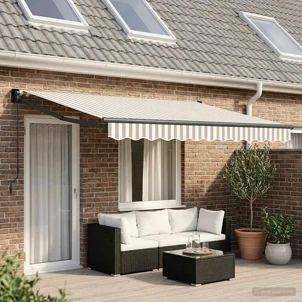 Auvent rétractable Gris clair et blanc 5 x 3 m
