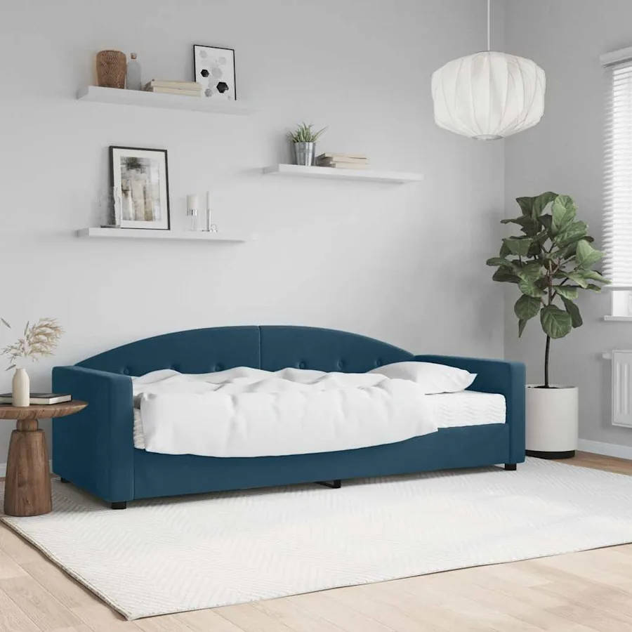 Lit de jour avec matelas bleu 80x200 cm velours