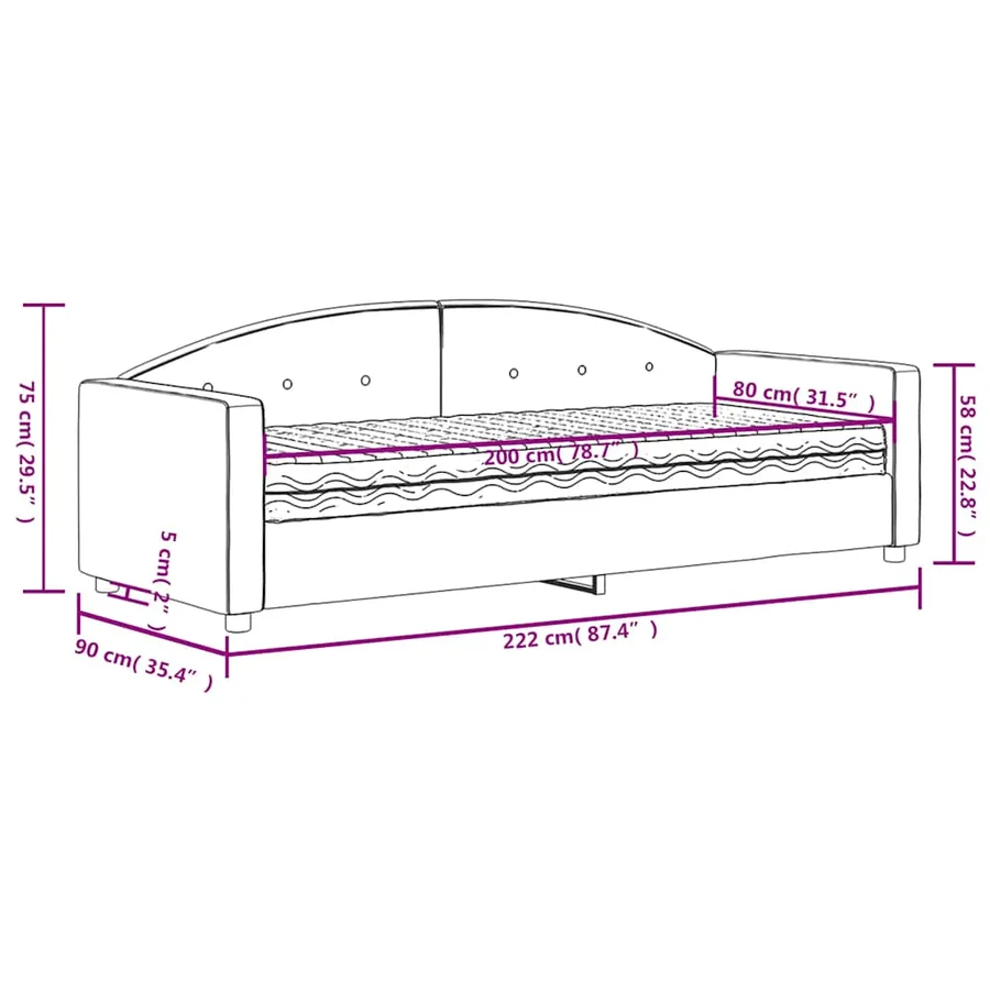 Lit de jour avec matelas bleu 80x200 cm velours - 11