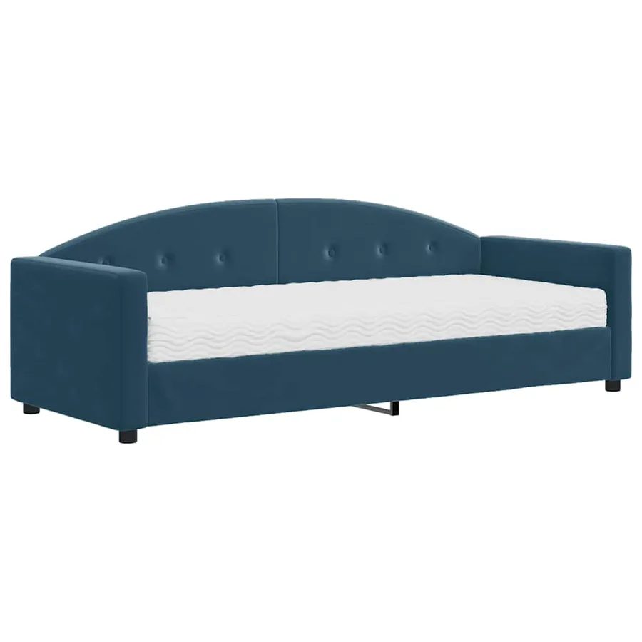Lit de jour avec matelas bleu 80x200 cm velours - 2