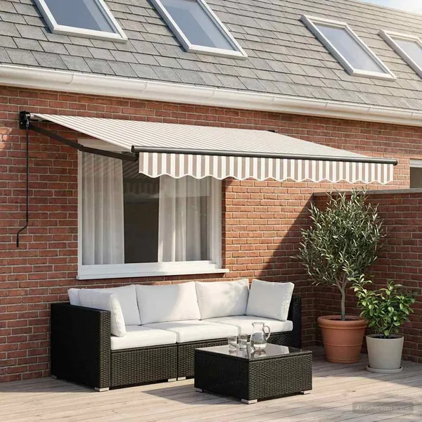 Auvent rétractable Gris clair et blanc 3 x 2 m