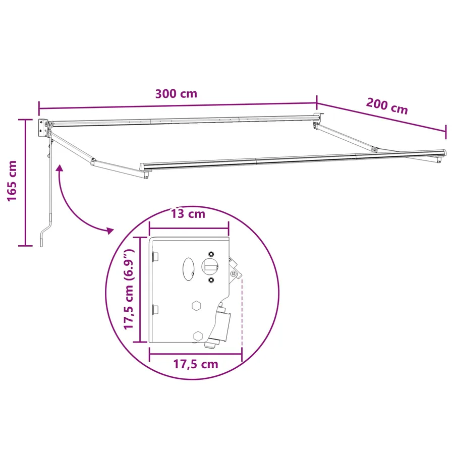 Auvent rétractable Sable 3 x 2 m Polyester et métal - 8