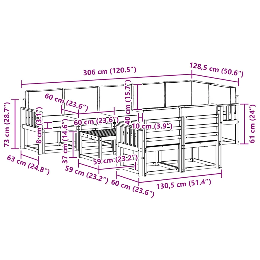 Ensemble de canapés d'extérieur 9 pcs Blanc et anthracite - 8
