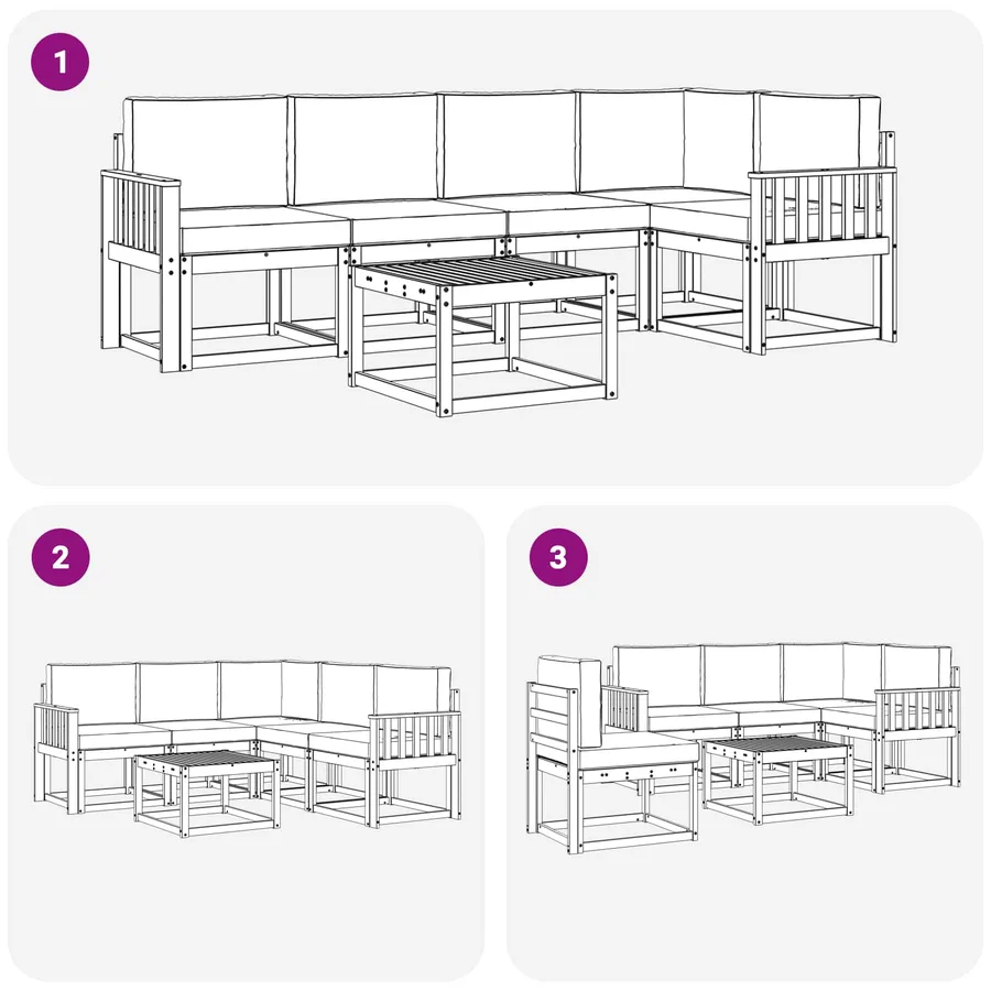 Ensemble de canapés d'extérieur 6 pcs Blanc et anthracite - 7