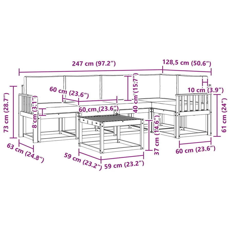 Ensemble de canapés d'extérieur 6 pcs Blanc et anthracite - 8
