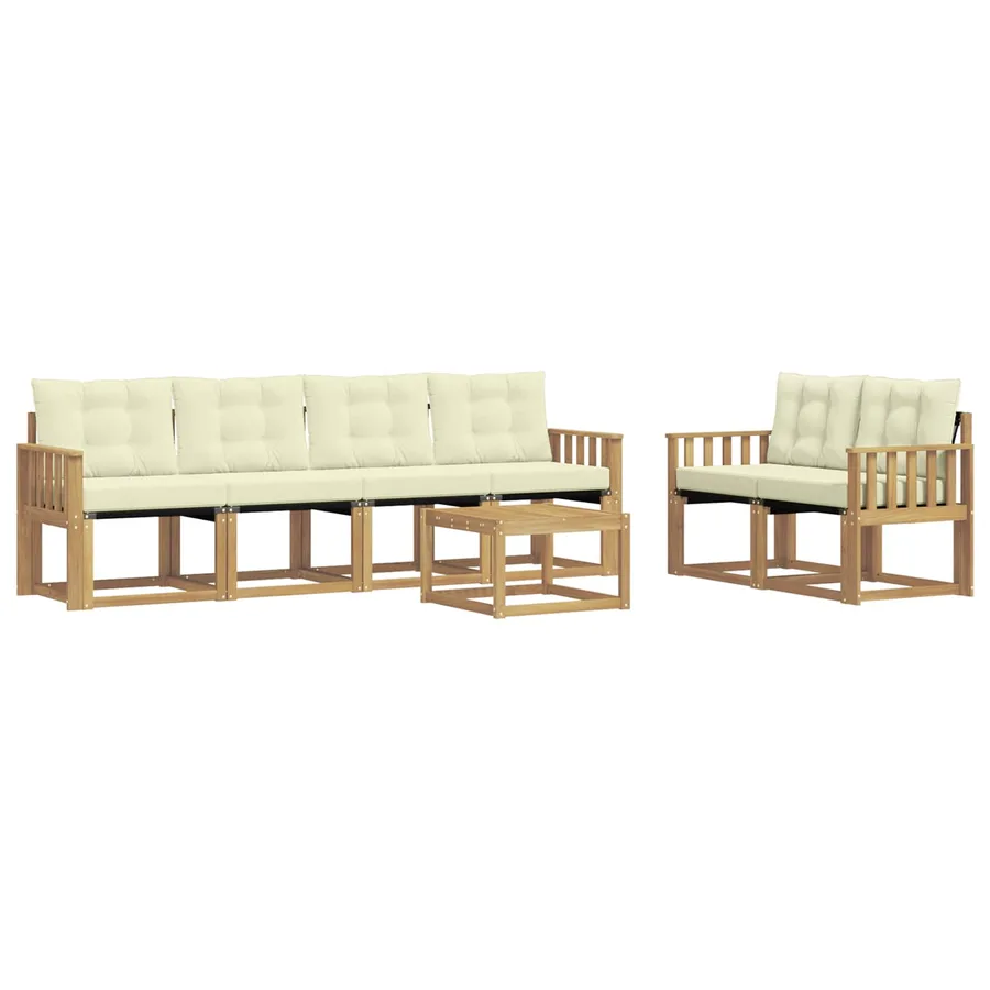 Ensemble de canapés d'extérieur 7 pcs Blanc et crème - 2