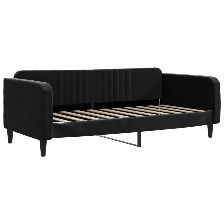 Lit de jour avec matelas noir 90x190 cm velours - 3