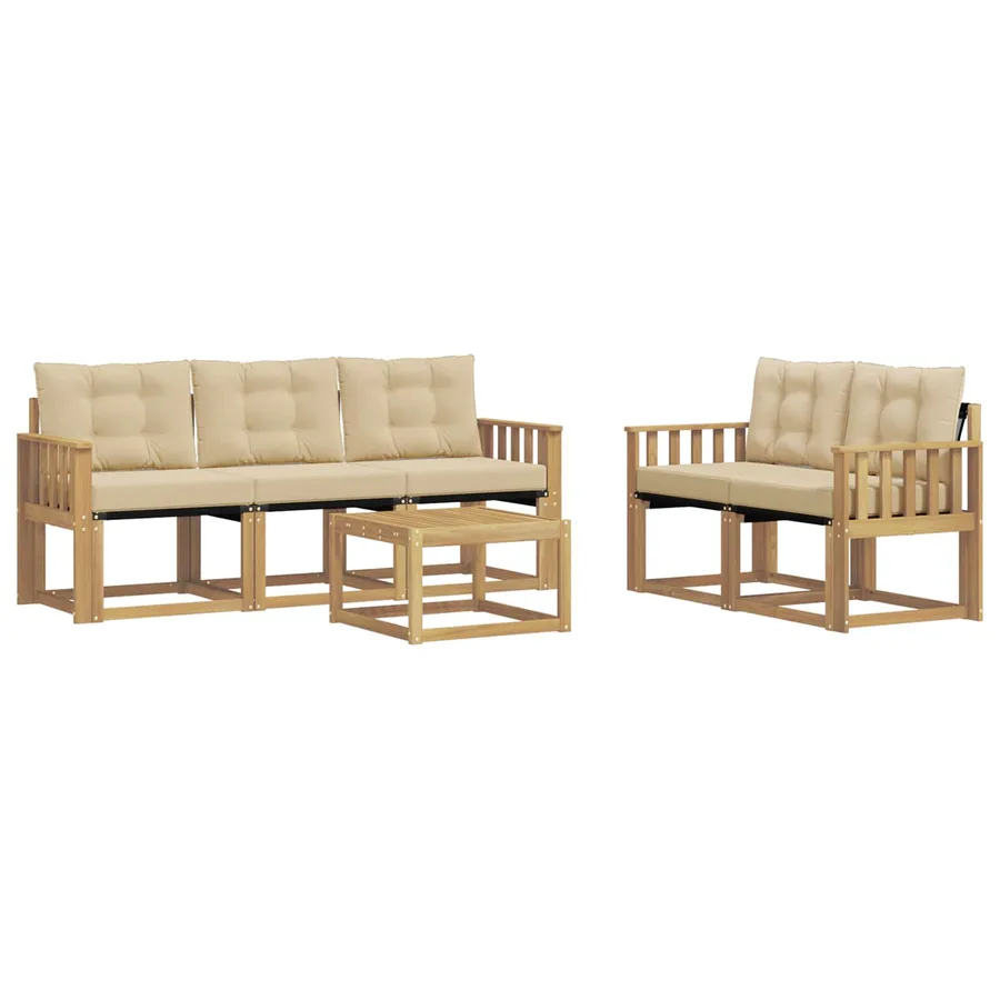 Ensemble de canapés d'extérieur 6 pcs Blanc et Beige - 2