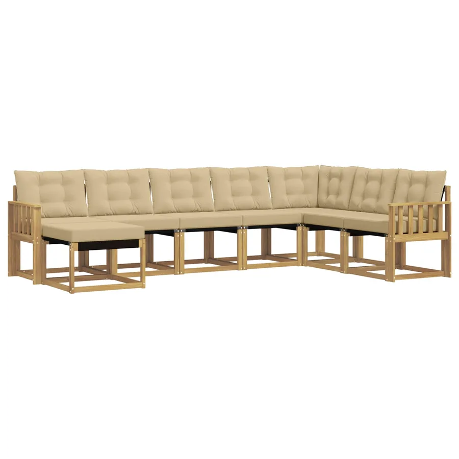 Ensemble de canapés d'extérieur 8 pcs Blanc et Beige - 2