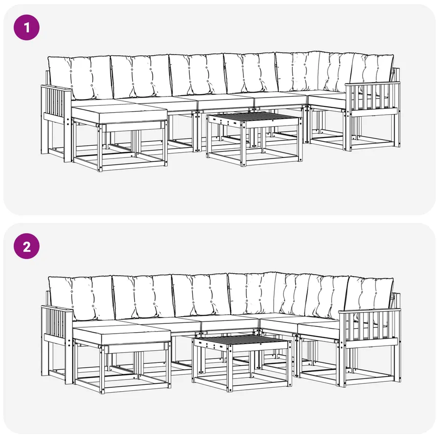 Ensemble de canapés d'extérieur 8 pcs Blanc et noir - 11