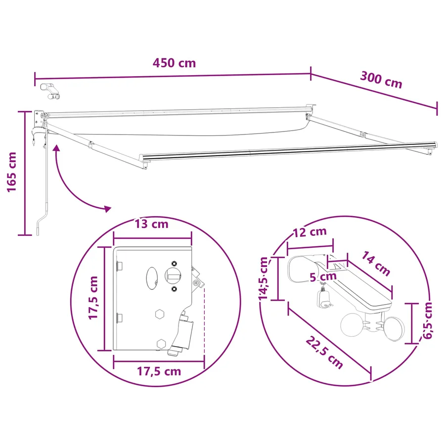 Auvent rétractable électrique Sable 100% Polyester et Aluminium - 11