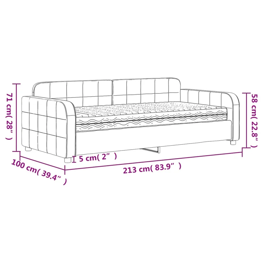 Lit de jour avec matelas noir 90x190 cm velours - 12