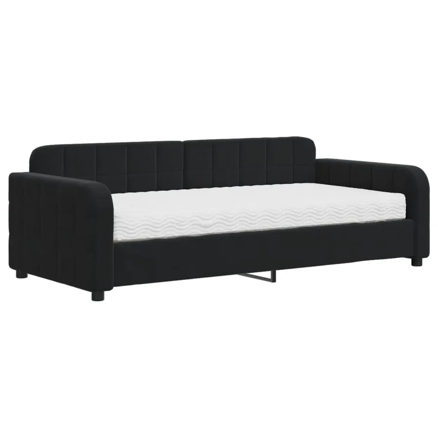 Lit de jour avec matelas noir 90x190 cm velours - 2